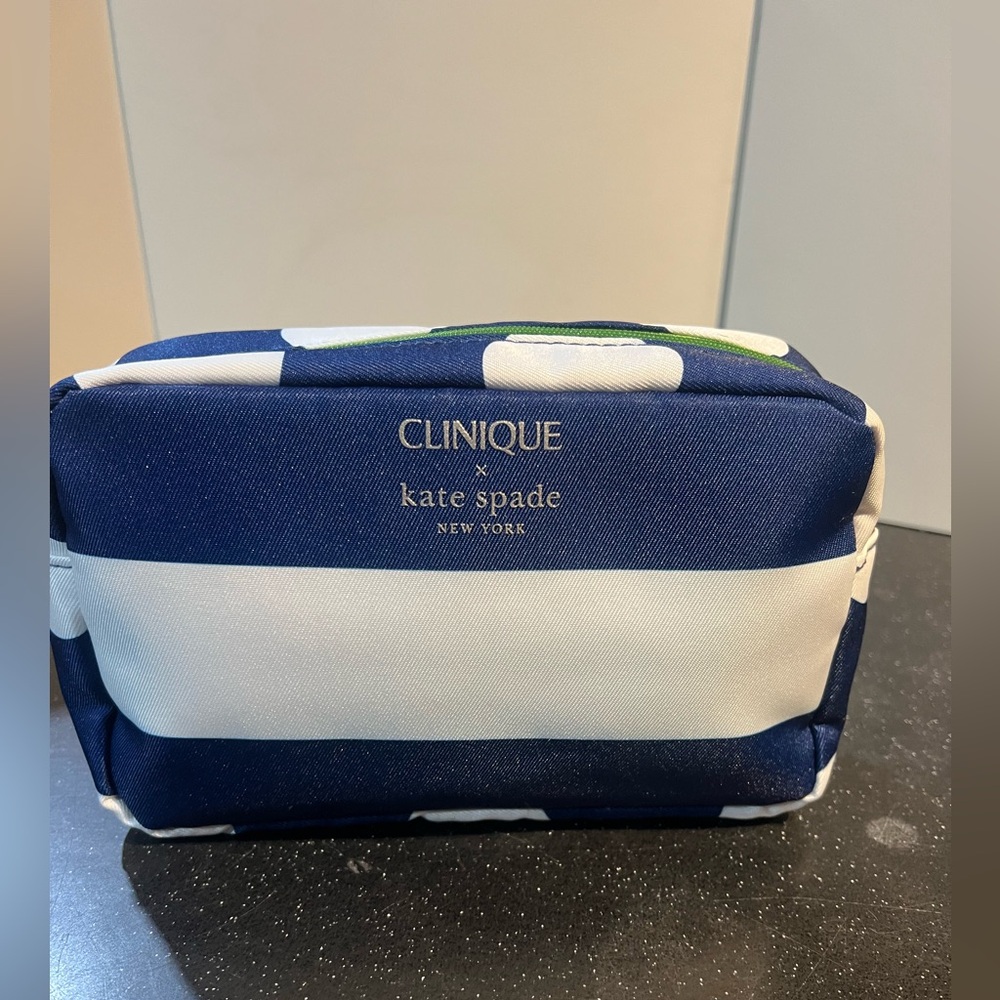 Clinique x Kate Spade Blue and White Cosmetic Bag